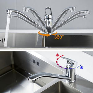 <span class=keywords><strong>Mitigeur</strong></span> d'évier de cuisine Robinet monobloc à levier unique Corps en laiton massif avec finition chromée <span class=keywords><strong>Bec</strong></span> pivotant à 360 ° pour la cuisine à domicile - Product Image 6