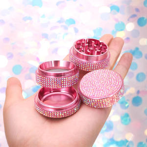 Molinillo de Hierbas Manual de Aluminio Rosa de 40mm con Incrustaciones de Diamantes de Imitación, Accesorio Compacto de Lujo, Molienda Suave, Regalos <span class=keywords><strong>Funway</strong></span> - Product Image 2