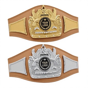 เข็มขัดแชมป์ MMA แบบกำหนดเอง ทำจากหนังและโลหะหนัก พร้อมสลักชื่อ นักสู้ โลโก้ สำหรับการแข่งขันเทควันโด ยิวยิตสู - Product Image 1