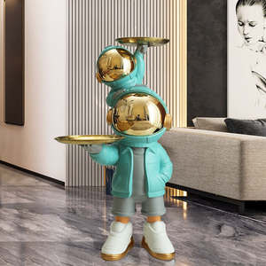 Statua <span class=keywords><strong>da</strong></span> Pavimento Grande per Soggiorno, Ornamenti Decorativi per la Casa, Accessori Moderni, Statua di Astronauta con Vassoio - Product Image 5