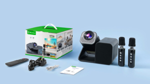 HT36 Portable <strong>Android</strong> 11 Mini Home Theater Smart <strong>Projector</strong> <strong>2</strong> Microphones for KTV KJ Karaoke VJ Voice Recording for Home - Product Image 2