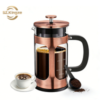 Kingze 34oz 1000ml théière en verre borosilicate écologique en acier inoxydable résistant à la chaleur Portable presse française cafetière