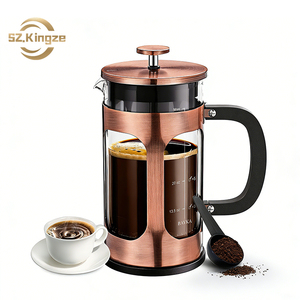 Kingze 34oz 1000ml théière en verre borosilicate écologique en acier inoxydable résistant à la chaleur Portable presse française <span class=keywords><strong>cafetière</strong></span> - Product Image 1