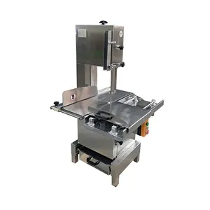 Equipo de cocina automático comercial, mesa de carnicero, máquina cortadora de sierra de banda de hueso de carne congelada de vaca eléctrica