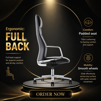 Chaise de bureau exécutive moderne en cuir avec base pivotante à 5 étoiles, dossier solide, accoudoirs, appui-tête et roulettes pour espace de travail