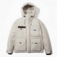 Veste d'hiver pour homme de style classique haut de gamme avec logo brodé, imperméable, à capuche, épaisse et résistante au froid