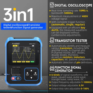 FNIRSI DSO-TC3 Oscilloscope numérique Testeur de transistor Fonction Générateur de signal 3 en 1 <span class=keywords><strong>Test</strong></span> de composant électronique multifonction - Product Image 6
