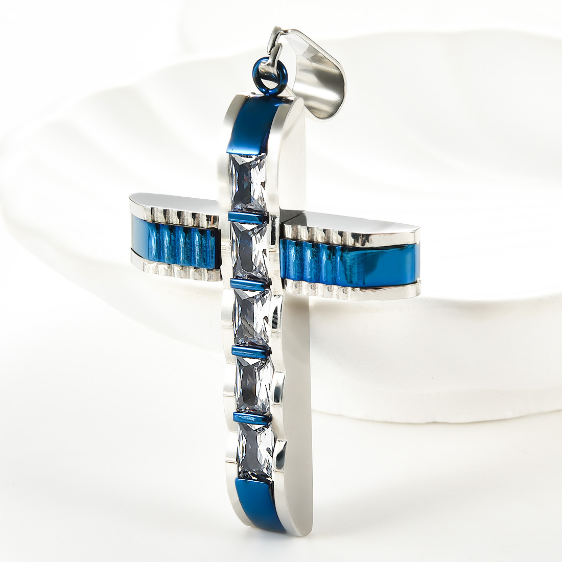 Pendentif bleu argenté