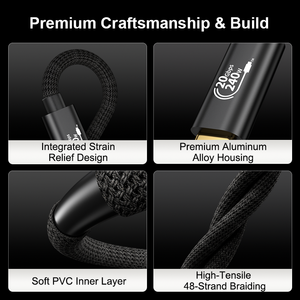 <span class=keywords><strong>Cable</strong></span> de Datos USB Tipo-C ULT-unite de 20 Gbps, 4K, 60 Hz, 240 W, USB 3.2, Transferencia de Datos Ultra Rápida, Chapado en Oro, Trenzado, 1 m, 2 m, 3 m, 4 m, Carga USB Tipo-C - Product Image 2
