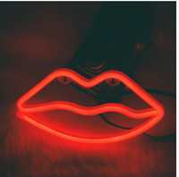 En gros Rouge Couleur Lèvre Forme LED Mur Néon Lèvres Signes Pour Fille Décoration de La Maison