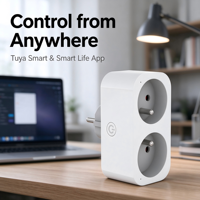 Stop Kontak Pintar Standar EU Desain Baru 16A Tuya Smart Life Kontrol Suara 3680W untuk Hunian Sewa
