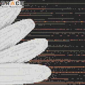 Mattonelle murali a mosaico di vetro margherita bianche fatte a mano fai da te dimensioni e Design 3D parete di cristallo <span class=keywords><strong>pittura</strong></span> decorazione pavimento arte prodotti artistici piastrelle - Product Image 4