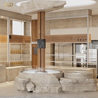 Boulangerie-Café Apandi : Solution Clé en Main pour l'Aménagement Intérieur, Mur en Travertin, Comptoir de Caisse, Présentoir de Produits Fraîchement Cuisinés, Écologique