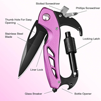 5 couleurs 6-en-1 auto-défense multi-outils multi-outils mousqueton couteau porte-clés avec brise-vitre, ouvre-bouteille et tournevis