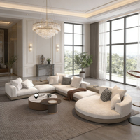 Canapé modulaire en U haut de gamme avec chaise longue ronde, ensemble de meubles de salon de luxe avec table basse pour un design d'intérieur moderne
