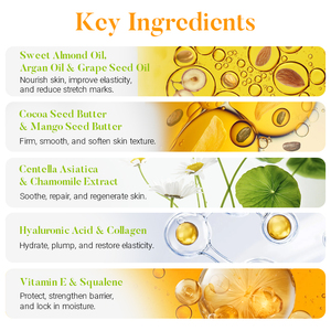 Set de Crema Orgánica Anti-Estrías de Marca Privada con <span class=keywords><strong>Aceite</strong></span> de <span class=keywords><strong>Almendras</strong></span> <span class=keywords><strong>Dulces</strong></span>, Manteca de Karité y <span class=keywords><strong>Aceite</strong></span> de Argán para Eliminar Marcas de Estrías del Embarazo - Product Image 3
