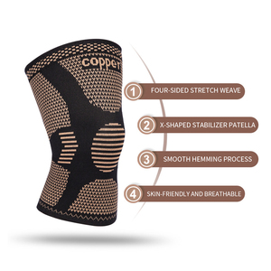 Nylon <span class=keywords><strong>Silicone</strong></span> Non-Slip Nhiệt Đàn Hồi Dệt Kim Thoáng Khí Xà Cạp Đầu Gối Nén Tay Áo Miếng Đệm - Product Image 4