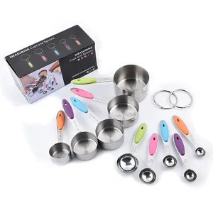 厨房工具勺子尺寸10件不锈钢量杯和勺子套装