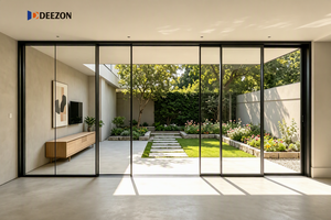 Puertas Corredizas Modernas de Aluminio DEEZON con Aislamiento Acústico para Interiores de Villas y Jardines - Vidrio Templado de Doble Acristalamiento para Ahorro Energético - Product Image 2