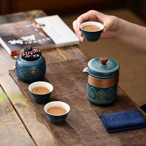 Céramique Ancien Charme Voyage Service À Thé Rapide Client Tasse Ensemble Personnalisé Thé Faire Portable Un Pot Trois Tasses - Product Image 3