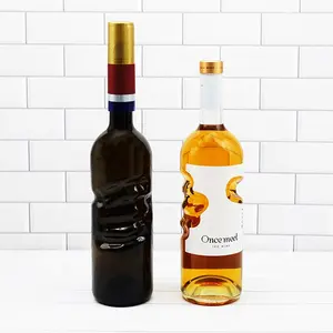 定制750毫升手天使玻璃酒瓶威士忌与软木塞玻璃酒伏特加包装瓶