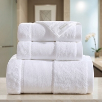 Luxury 5 Star Hospitality Towels Plain White 500gsm 600gsm 100% Cotton Custom Embroidery Logo Face Hand Bath Towels