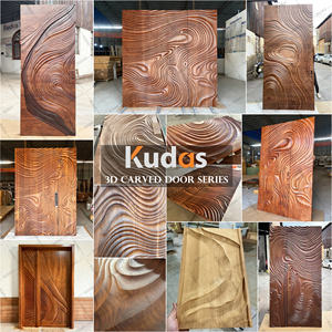 Portes <span class=keywords><strong>d</strong></span>'<span class=keywords><strong>entrée</strong></span> principales en aluminium moulé pour villa <span class=keywords><strong>d</strong></span>'appartement de luxe moderne Portes <span class=keywords><strong>d</strong></span>'<span class=keywords><strong>entrée</strong></span> extérieures en <span class=keywords><strong>bois</strong></span> de sécurité ondulées sculptées en 3D - Product Image 2