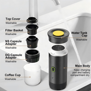 Cafetera Espresso Automática Portátil 3 en 1, Mini Cafetera Eléctrica con Batería/USB para Uso en Exteriores y Automóvil, 20 Bares de Presión, Venta al Por Mayor - Product Image 3
