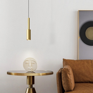 2023 Modern Minimalist All-Copper Pendant <b>Light</b> Luxury Trendy Small Fixture Long Cord Creative Bedside <b>Chandelier</b> Design Black - Product Image 3