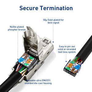 Paquete de 10 Conectores Ethernet <span class=keywords><strong>STP</strong></span> Cat6A RJ45 Blindados, Conector Modular sin Herramientas, Conector <span class=keywords><strong>STP</strong></span> sin Herramientas - Product Image 2