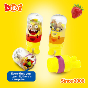 Candy grosir Custom Label pribadi plastik kuning karakter kartun berbentuk anak permen mainan Jar dengan Mini gelembung permen karet OEM - Product Image 3