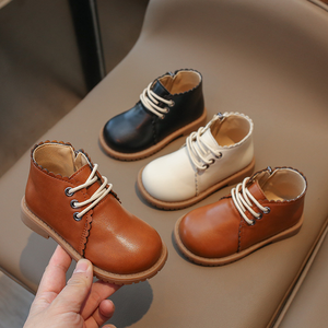 Botas de Tobillo Negras de Diseño Moderno para Niñas, con Cordones, Suela de Goma, Calzado de Seguridad Infantil para Invierno, Botas Cortas para Niños - Product Image 1