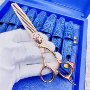 Tijeras de Peluquería de Alta Gama Suzhou de 62 mm, Tijeras de Entresacar con Hoja Estándar para Diestros, Uso Profesional con Diseño de Gema Roja - Product Image 5