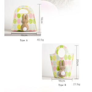 ตะกร้าช้อปปิ้งทำจากผ้าสำหรับเด็ก,ตะกร้าใส่ไข่กระต่ายตลกพิมพ์ลายอีสเตอร์สำหรับตกแต่ง - Product Image 4