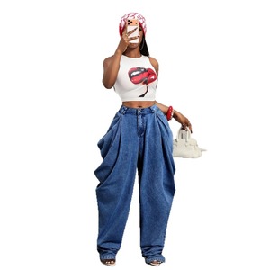 Nuovi Jeans Larghi da Donna Autunno 2026, Stile Retrò, Gamba Larga, Vita Alta, Denim Blu Lavato, Design Drappeggiato e Comodo, Stile Street - Product Image 6