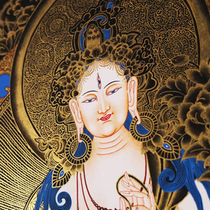 Thangka Cinese Dipinto a Mano, Buddha Manjushri Avalokiteshvara, Divinità della Ricchezza, <span class=keywords><strong>Arte</strong></span> Buddista da Appendere per Soggiorno/Ingresso - Product Image 3