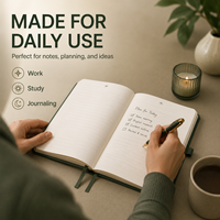 Organiseur/Agenda A5 personnalisable, couverture rigide en cuir PU, motifs dorés, pages lignées, fermeture élastique, attache pour stylo, cadeau, usage quotidien