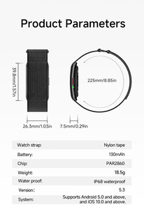 Bracelet intelligent étanche S07 en nylon avec boucle, moniteur de cycle menstruel, de fréquence cardiaque et de sommeil pour femme, montre connectée de suivi de santé - Product Image 4