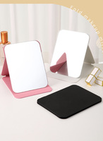 Nouvelle popularité portable réglable rectangulaire Portable miroir en cuir PU Portable en cuir PU pliant miroir de courtoisie de bureau