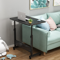 Canapé de salon bon marché Table d'appoint pour ordinateur portable Bureau d'ordinateur de chevet réglable en hauteur avec plateau en bois amovible avec roulettes