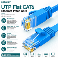 SAMZHE Cable de Internet Ethernet UTP Cat6 Plano de Cobre Puro 32AWG 1.50mm, Cable de Conexión RJ45 Cat6 Chapado en Oro, Cable Jumper Cat6