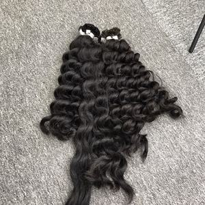 Extensiones de cabello virgen vietnamita de 30 pulgadas de alta calidad, superventas, punta plana, queratina, cinta ondulada profunda, máquina cómoda - Product Image 2