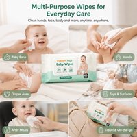 Lingettes humides épaisses de qualité supérieure, super douces, sans alcool, sans parfum, lingettes pour bébés naturelles, 80 lingettes pour peaux sensibles