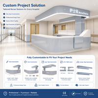 Comptoir de réception médical moderne en U sur mesure pour hôpital, clinique, poste d'infirmière avec auvent LED et armoire de rangement
