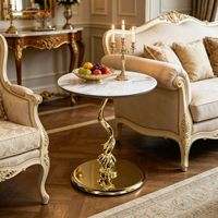 Table d'appoint ronde en pierre frittée de style moderne et luxueux, petite table basse d'angle en métal pour salon et balcon