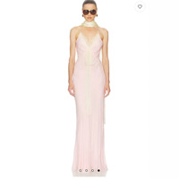 Robe fourreau sexy à col en V et bretelles, coupe ajustée, avec empiècements en dentelle, longueur maxi, séchage rapide, pour femme, idéale pour l'été