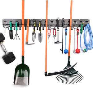 Organisateur de Garage tout en métal robuste système de stockage d'outils à montage <span class=keywords><strong>mural</strong></span> <span class=keywords><strong>support</strong></span> d'outils de jardin 3 Rails 15 crochets pour balai à <span class=keywords><strong>pelle</strong></span> à vadrouille - Product Image 5