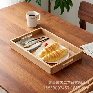 Plateau de service en bois massif, rectangulaire, pour thé, café, petit-déjeuner, pour la maison et la cuisine - Product Image 2
