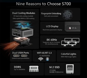 Mini PC Ultra 5 125H, processeur Core I5 4,5 GHz, double LAN 2,5 G, USB-C BT5.2, USB 3.2, 11 Pro, ordinateur de bureau, 2 unités neuves S700, le meilleur mini PC - Product Image 4