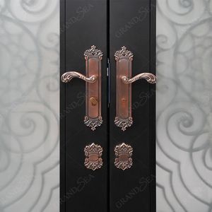 Puerta Principal de Hierro Fundido para Entrada de Villa, Diseño Nuevo <span class=keywords><strong>2026</strong></span>, Diseño Hueco Elegante, Puerta Sencilla de Hierro Forjado con Vidrio - Product Image 6